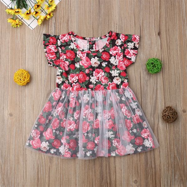 Toddler Baby Girl Patchwork Dot Pettiskirt Princess Braces Tulle TuTu Dress L