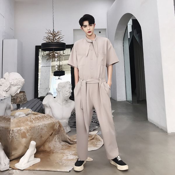 

2019 new men's casual spring summer jumpsuit overalls male slim one piece loose trousers -xxl, Blue