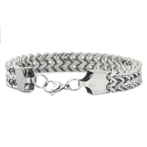 

mens new bracelets fashion bangles 12mm 22cm length stainless steel wrist band hand chain jewelry gift, Black