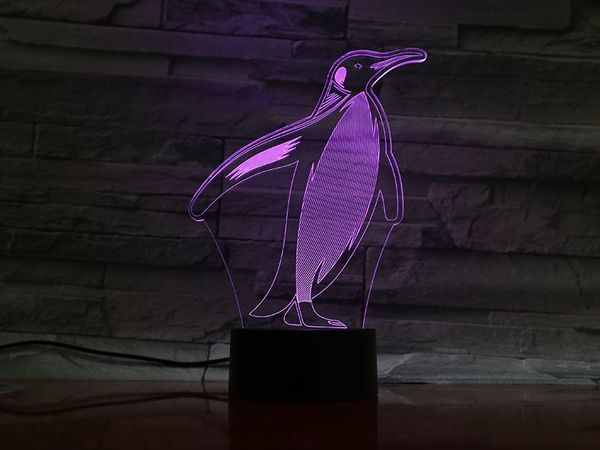 

animal penguin led night light touch sensor 7 color changing room decorative lamp child kids baby kit nightlight penguin 3d lamp