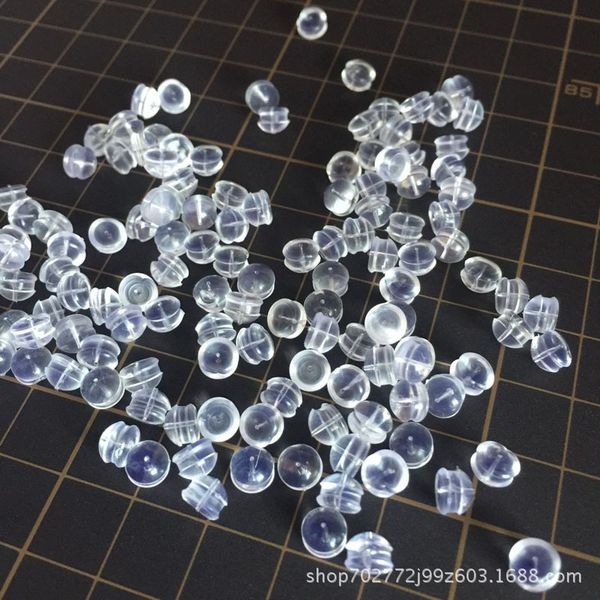 

200pcs/lot clear soft silicone rubber earring backs safety bullet ser rubber jewelry accessories diy parts ear plugging anti-allergic, White