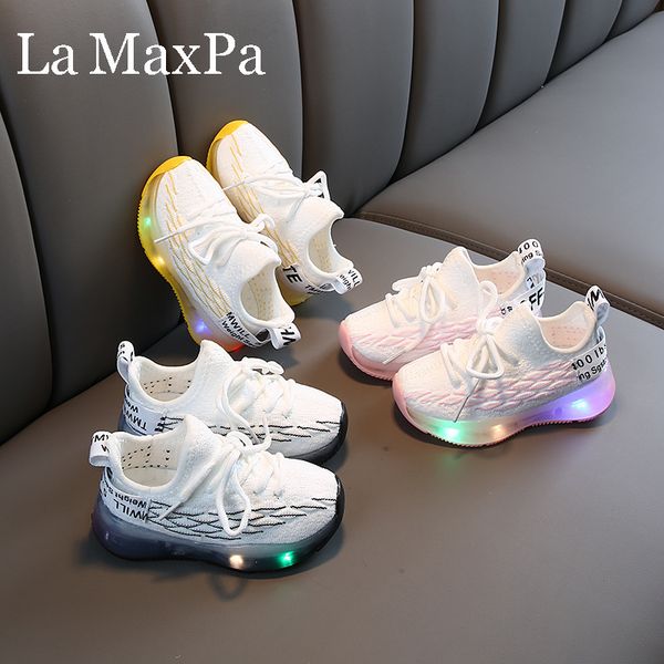 

2020 summer kids led shoes breathable sneakers for children sneakers with backlight led shoes glowing sapato infantil, Black;red