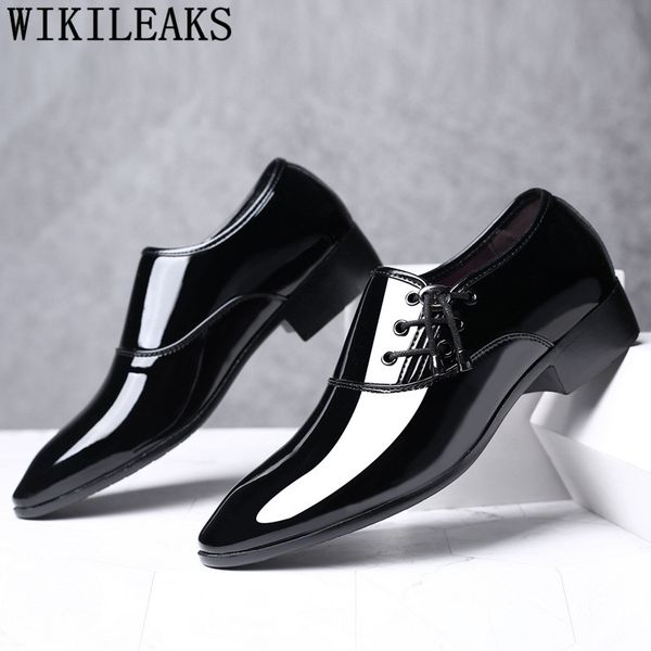 

2019 oxford shoes for men dress shoes leather wedding dress office men zapatos de hombre de vestir formal sapato social, Black