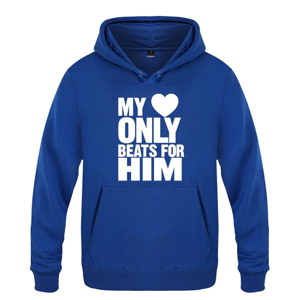 

my heart only for him - valentine's day gift hoodies men 2018 men's pullover fleece hooded sweatshirts, Black