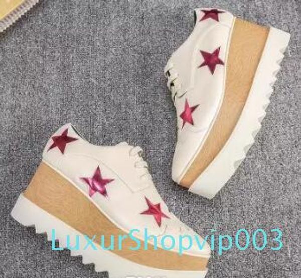 

new arrival italian brand stella shoes mccartney women causal women shoes stars wedges outsole platform genuine leather ffki3, Black