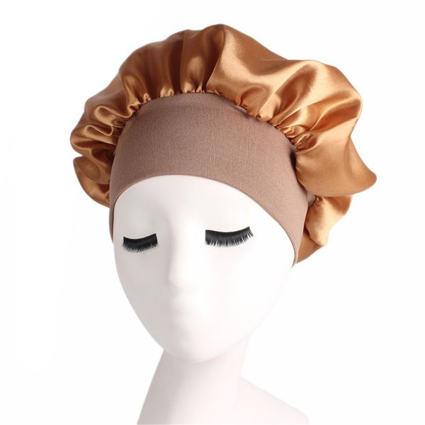 

fashion- women fashion satin bonnet cap night sleep hat silk cap head wrap sleep hat hair loss caps accessories, Blue;gray