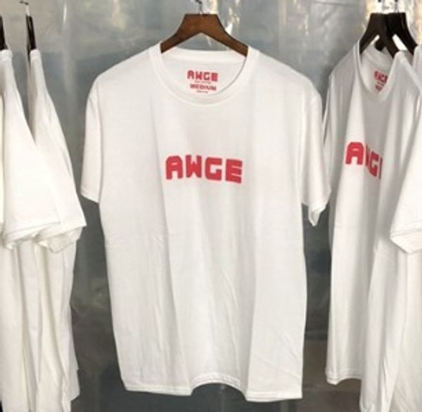 

summer mens t shirts awge classic alphabet asap rocky high street hip-hop rap fashion short sleeve women casual crew neck, White;black