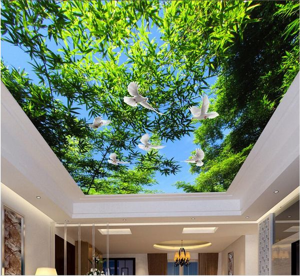 

wdbh 3d wallpaper custom p fresh bamboo forest blue sky ceiling murals living room decor 3d wall room murals wallpaper for walls 3 d