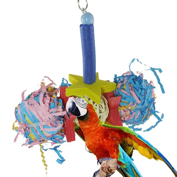 

1pc parrot bird african gray bites climb chew toy hanging strip rope pet cage decor