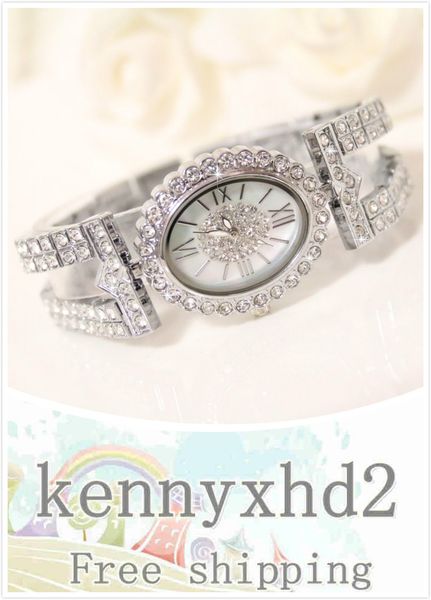 

новые горячих продаваемых часы высокого класс цепь часы полных алмазы женских часы серебро горный хрусталь fa1107, Slivery;brown