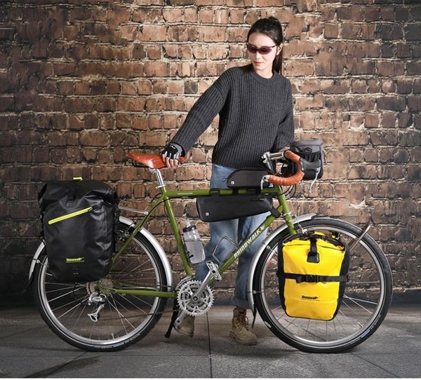 

rhinowalk 2 pcs 20l waterproof bike bags multifunction mtb road bicycle pannier rear rack bag shoulder bag cycling travel