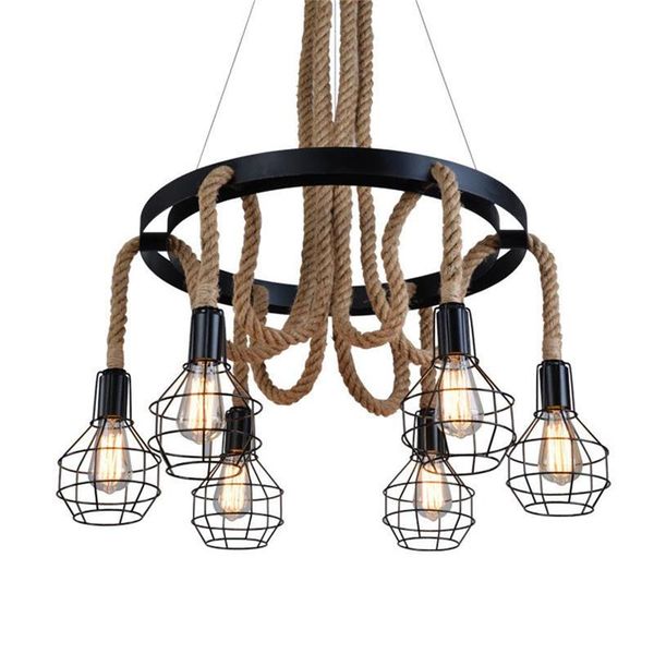 

vintage hanging pendant lamp hemp tube bamboo rope chandelier for kitchen coffee bar restaurant corridor wrought iron