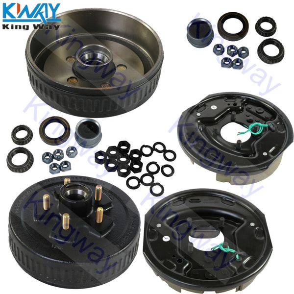 

king way - 2 pcs trailer 10"x2-1/4" electric brake 5 on 4.5 hub drum kits for 3500 lbs axle