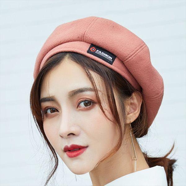 

2019 winter beret hats women female khaki artist painter berets for winter western style wool octagonal cap beret hats, Blue;gray