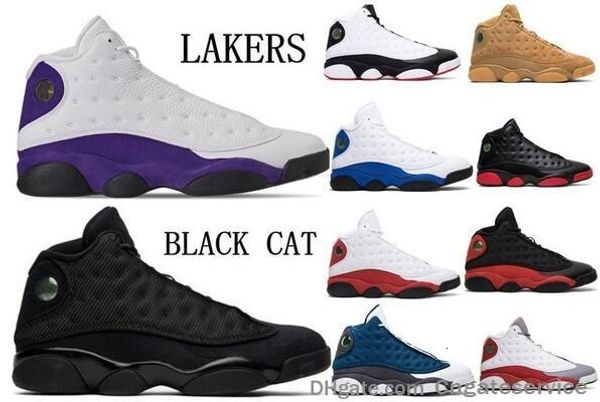 

13 13s mens basketball shoes lakers cap and gown chicago melo class of 2002 hyper royal black cat flints black cat men size 7.0-13 with box