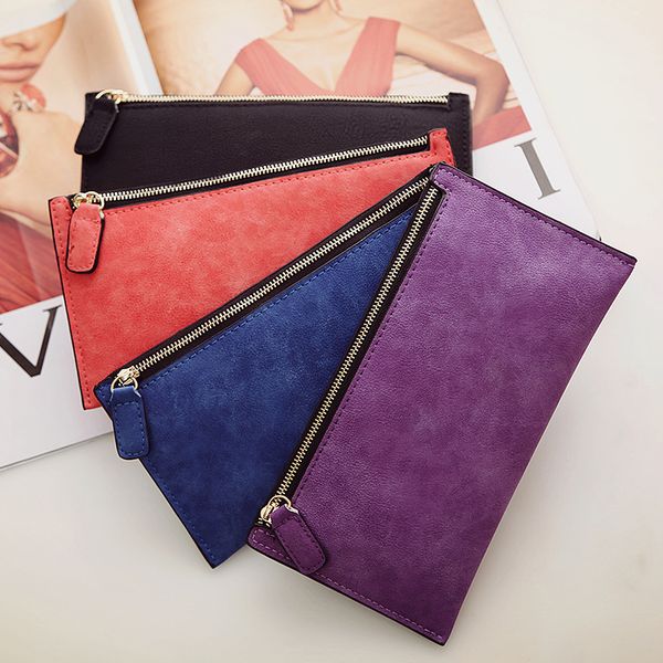 

wallets 2021 korean women's wallet long retro clutch multi card holder, Red;black