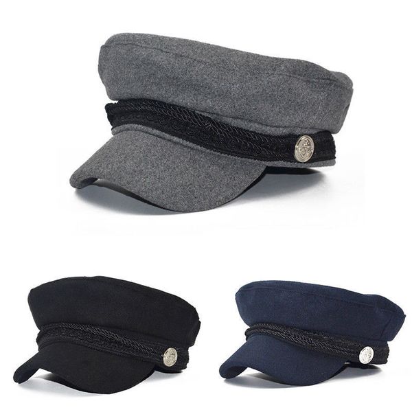 

ladies womens girls wool blend baker boy peaked cap newsboy beret hat travel hats, Blue;gray