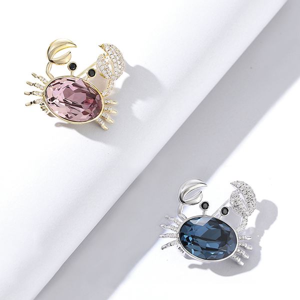 

crystal crab brooches for women fashion animal pins rhinestone beach jewelry coat accessories broach christmas gift, Gray