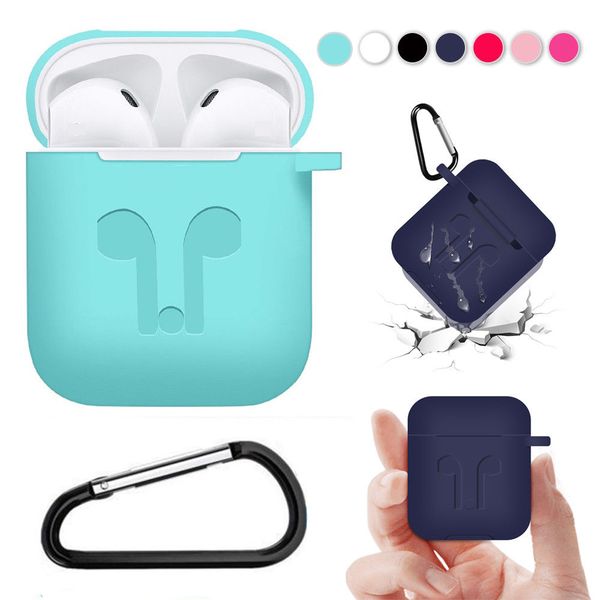 

earphone silicone case for airpods 2 bluetooth earbuds cases silicone protector cover 3mm thickness soft case for airpods 1/2 in retail box