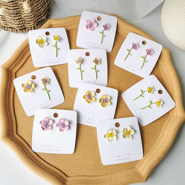 

korean new summer fresh girl sweet flower earrings personality sweet flower resin for women girls jewelry accessories gifts 2020, Golden;silver