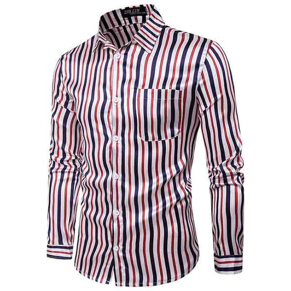 

men's shirts night club shirt type personal bright face vertical stripe hundred sets men's leisure collar long sleeve shirts, White;black