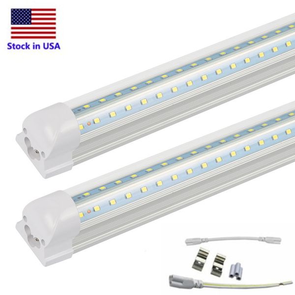 

t8 v-shaped 2ft 3ft 4ft 5ft 6ft 8ft cooler door led tubes integrated led tubes double sides led lights 85-265v stock in us