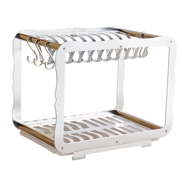 

kitchen double shelf space aluminum storage rack for dish and bowl