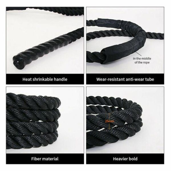 

jump ropes fitness weighted rope 25mm heavy battle skipping power training multifunction mvi-ing