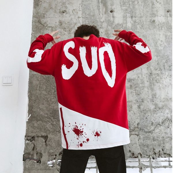 

синий боден 2018 осень гонконг стиль повседневная толстовка мужская мода повседневная толстовка подросток мода a66-p48, White;black