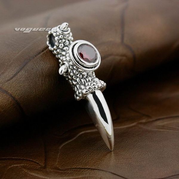 

925 sterling silver dragon claw red cz mens biker rock punk pendant 8x013 jp