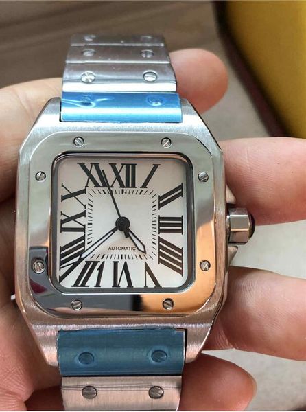 

2019 new arrived automatic watch mechanical men's watches wrist watch stainless steel strap fashion male wristwatch, Slivery;brown