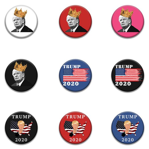 

20 styles trump commemorative badge new 2020 american election supplies us flag quality stock supply trump badge ing