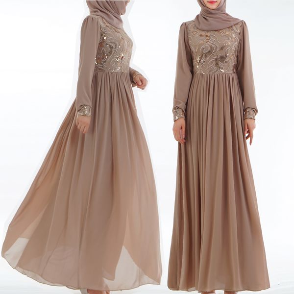 

muslim fashion wedding party lace sequins chiffon dress for women, Red