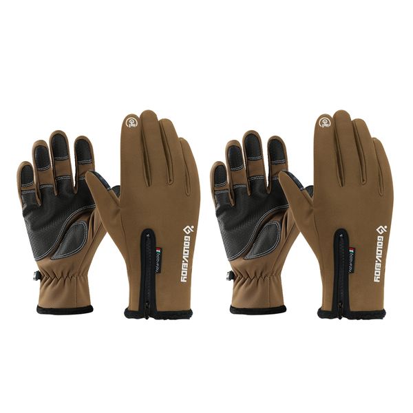 

2 pair waterproof hunting gloves winter warm touch screen bike full finger glove, Black;green