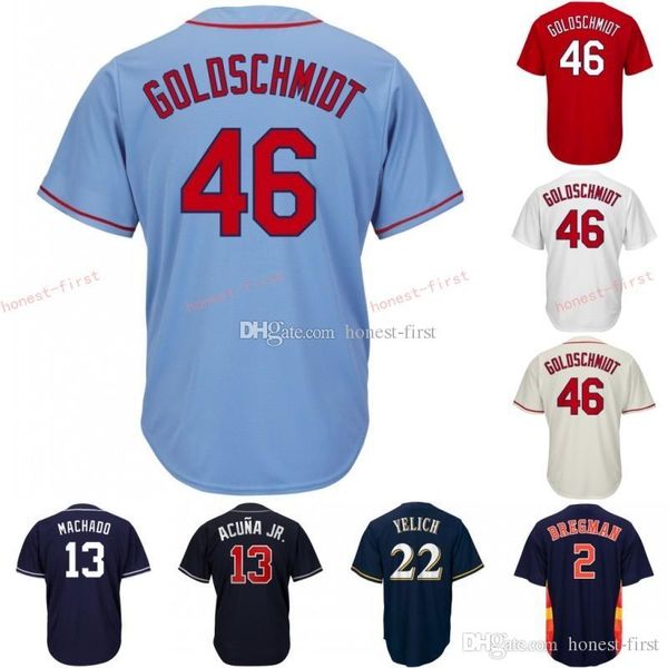 

46 Paul Goldschmidt St. Louis New Cardinals Embroidery Men's Majestic Alternate White Red Blue Cream Official Cool Base Player Baseb