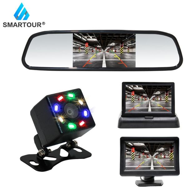 

smartour 4.3" car monitor tft lcd car rear view camera parking rearview system for backup camera support vcd dvd reverse image