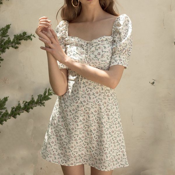 

летняя мини-платье 2019 женщины платья sexy u шея printed повязка цветочного завернутый груди шнуровка-линия короткое платье женских платья, Black;gray