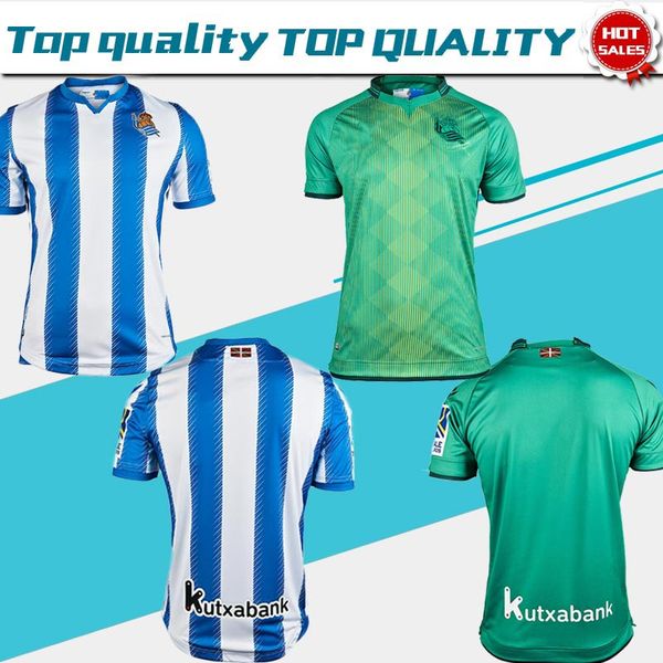 

2019 real sociedad home soccer jerseys blue 19/20 men #8 granero #16 canales soccer shirts away green football uniforms customized on sale, Black;yellow