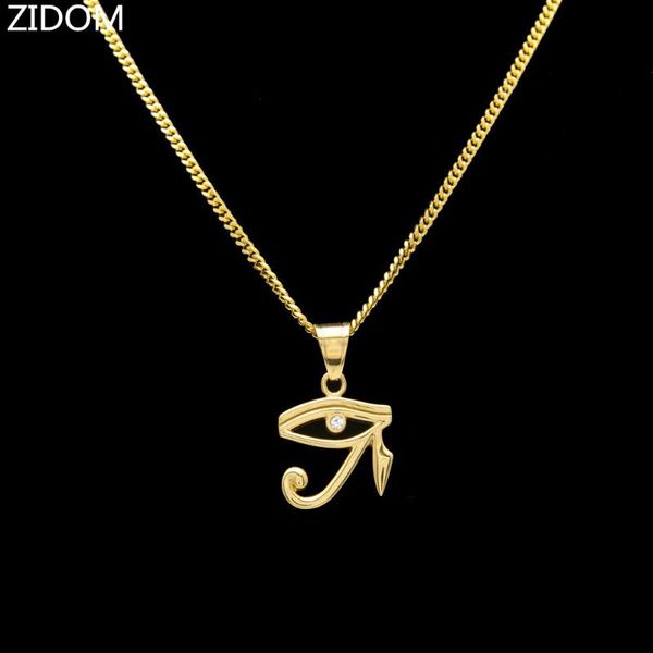 

316l stainless steel gold color egyptian the eye of horus pendant necklace hip hop wedjat eye necklaces for jewelry, Silver