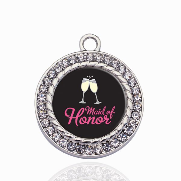 

maid of honor circle charm cute heart suspension charms pendants accessories for women kids diy jewelry making, Bronze;silver