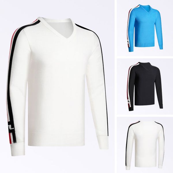 

mens golf shirts solid color golf sweater winter wear jl long sleeve keep warm breathable sport clothes 2019, Black;blue