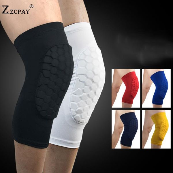 

2pcs honeycomb knee pads basketball sport kneepad volleyball knee protector brace support compression leg sleeves wholesale, Black;gray