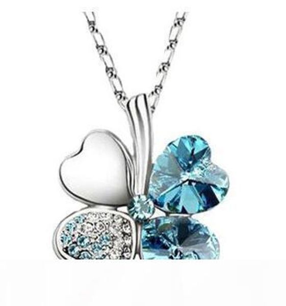 

2020 цена кристалл колье с swarovski elements clover four leaf подвесной ожерелье rhinestone ожерелье розеткой для женщин, Silver