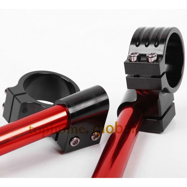 

motorcycle universal 51mm racing cnc higher raised clip on ons clipon fork handle bars handlebars one pair black&red color