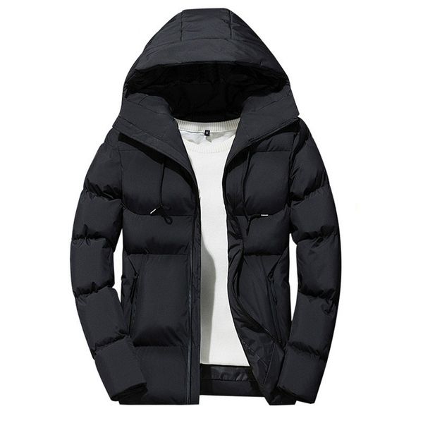 

2019 new arrival men's winter parka jacket coat fashion simple solid color hoodie casual comfortable windbreaker warm outerwear, Black