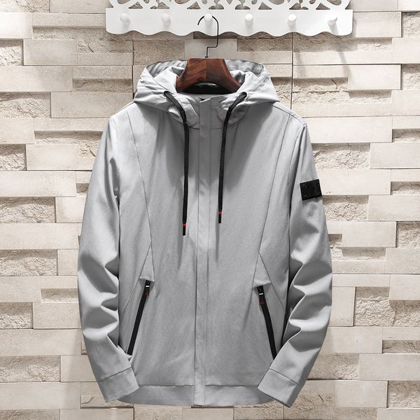 

loose large size m-8xl men jacket solid casual hooded jacket coat man for 2019 spring autumn black / dark blue / gray red, Black;brown