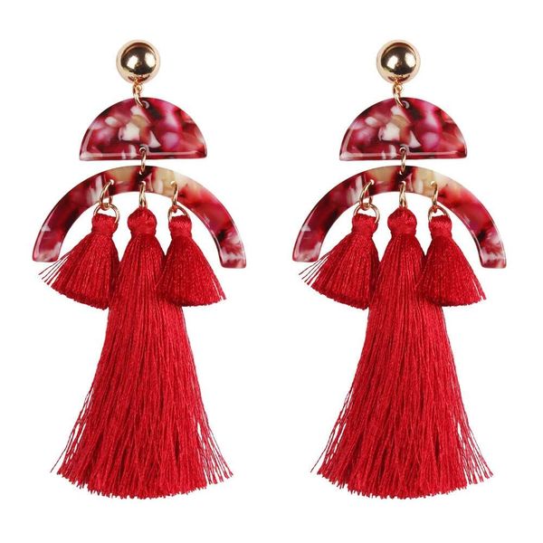 All'ingrosso- nappe pendenti orecchini per donna moda ragazza frangia colorata lampadario orecchino gioielli in stile vacanza 4 colori