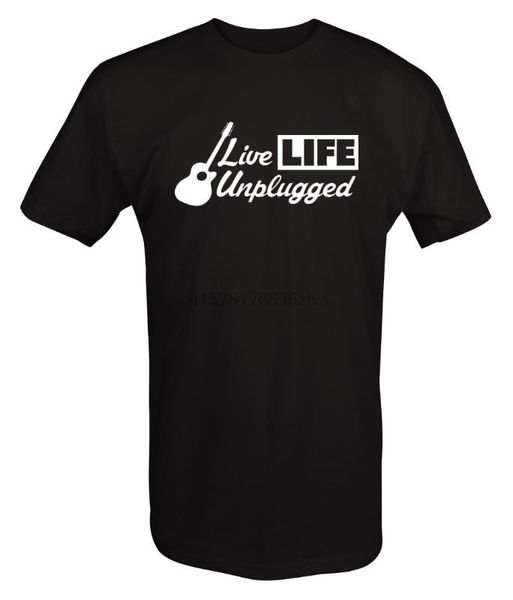 

live life unplugged music lover guitar t shirt - 6xl, White;black