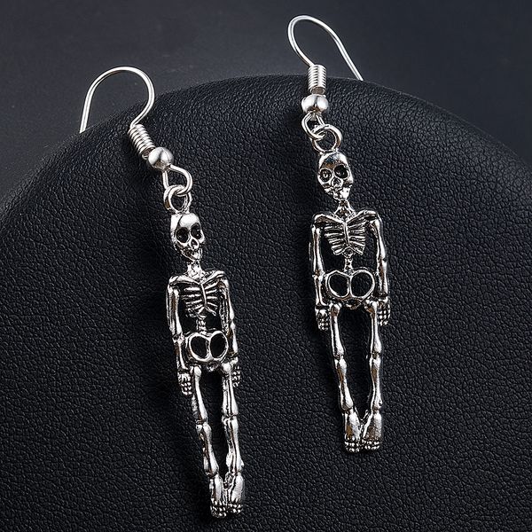 

halloween vintage skeleton skull dangle earrings for women jewelry party gifts aretes de mujer modernos 2019, Golden;silver