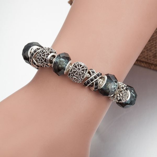 

fashion fit pandora crystal ale beads bracelet personality alloy diy charm women love bracelets bangles jewelry wholesale lady accessories, Golden;silver